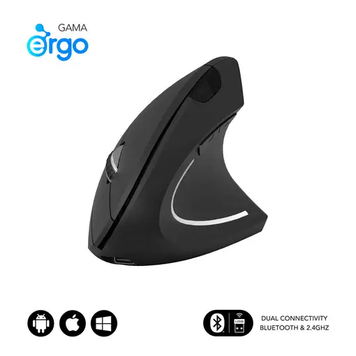 Ratón Glide Vertical Ergo Dual Mouse Batería Negro
