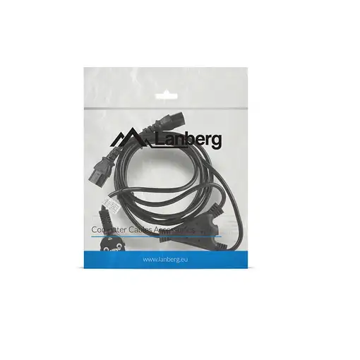 Lanberg CA-C13C-13CC-0018-BK cable de transmisión Negro 2 m C13 acoplador CEE7/7