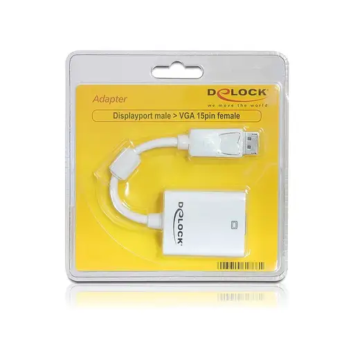 DeLOCK 61766 adaptador de cable de vídeo 0,125 m VGA (D-Sub) DisplayPort Blanco