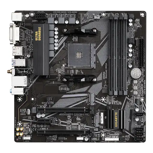 GIGABYTE B550M DS3H AC Placa base - Procesadores AMD Ryzen 5000, VRM de 5+3 fases,