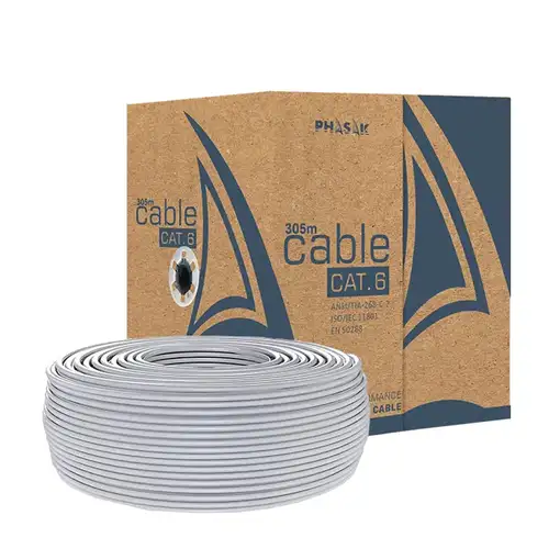 Phasak Bobina de Cable de Red Cat.6 UTP Sólido AWG23 CCA 305M - PHR 6302