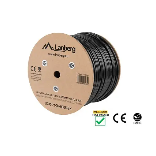 Lanberg LCU6-21CU-0305-BK cable de red Negro 305 m Cat6 U/UTP (UTP)
