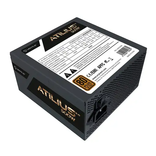 UNYKAch ATX Atilius 2.0 Black 500W 80+ Bronze unidad de fuente de alimentación 20+