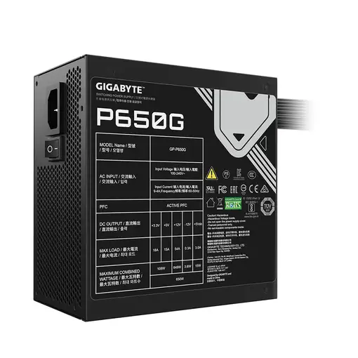 GIGABYTE GP-P650G unidad de fuente de alimentación 650 W 20+4 pin ATX ATX Negro