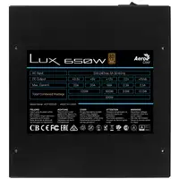 Aerocool LUX650 Fuente Alimentación PC 650W 80 Plus Bronze 230V 88% Eficiencia Neg