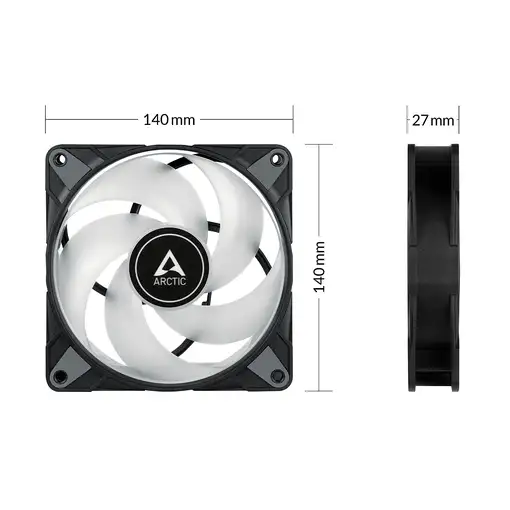 ARCTIC P14 PWM PST A-RGB 0dB Carcasa del ordenador Ventilador 14 cm Negro 1 pieza(