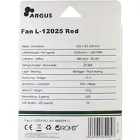 Inter-Tech L-12025 Carcasa del ordenador Ventilador 12 cm Negro, Rojo