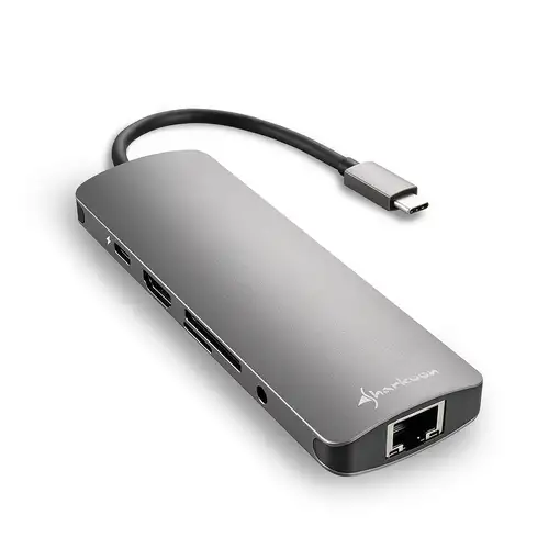 Sharkoon USB 3.0 Type C Combo Adapter tarjeta y adaptador de interfaz HDMI, RJ-45,