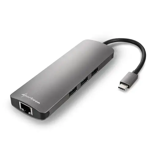Sharkoon USB 3.0 Type C Combo Adapter tarjeta y adaptador de interfaz HDMI, RJ-45,