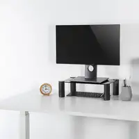 AISENS Soporte Elevador Cristal para Monitor/Portátil, Negro