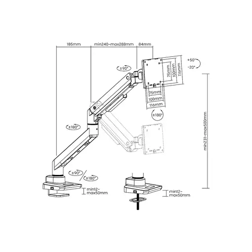 Equip Soporte de escritorio para monitor de 17«-49», negro