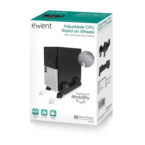 Ewent EW1290 soporte de CPU Carro para equipo informático Negro