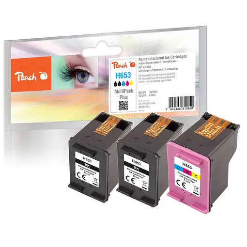 Peach PI300-1046 cartucho de tinta 3 pieza(s) Compatible Rendimiento estándar Negr