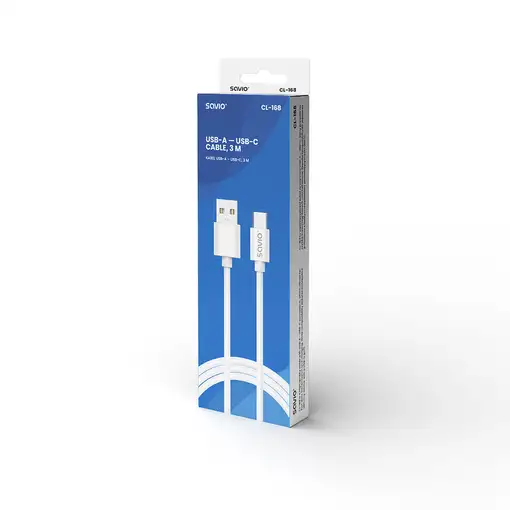 Savio USB cable 2 m USB 2.0 USB A - USB C White CL-168 cable USB 3 m Blanco