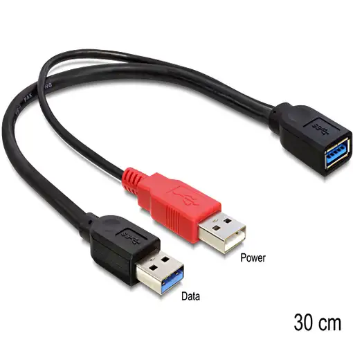 DeLOCK 83176 cable USB USB 3.2 Gen 1 (3.1 Gen 1) 0,3 m USB A 2 x USB A