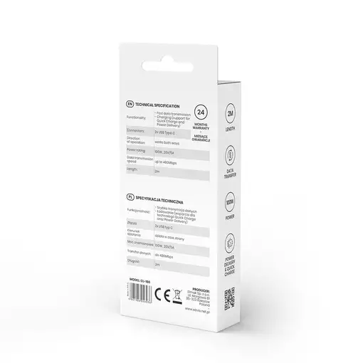 Savio CL-160 cable USB USB 2.0 2 m USB C Negro