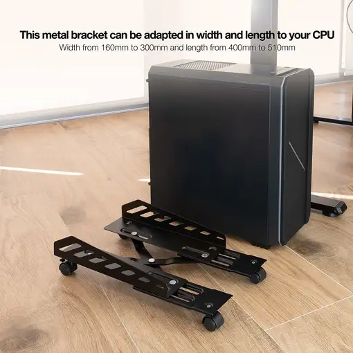 TooQ Soporte metálico para CPU de suelo con ruedas