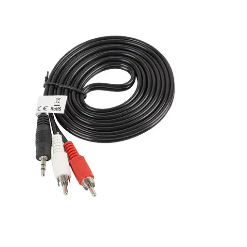 Lanberg CA-MJRC-10CC-0020-BK cable de audio 2 m 3,5mm RCA Negro, Rojo, Blanco