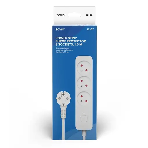 Savio Surge Protective 3-socket power strip 1.5m white LZ-07 3 salidas AC Tipo F 1