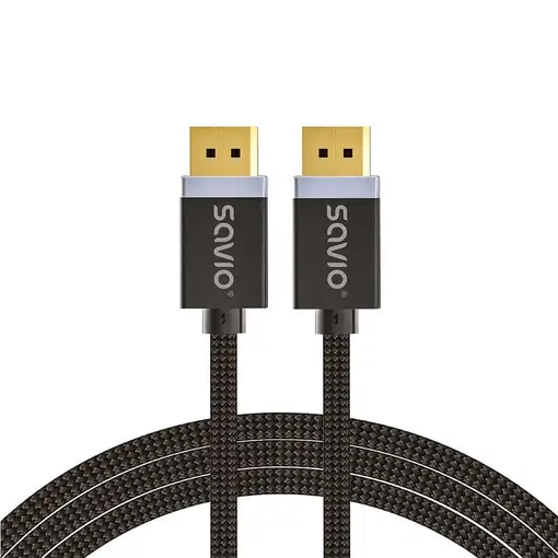 Savio DisplayPort cable 2 m Black CL-166 Negro