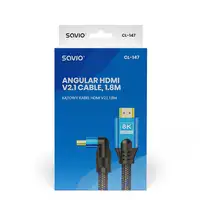 Savio CL-147 Kabel HDMI v2.1, ktowy,1.8m, mied, oplot baweniany, metalowe wtyczki