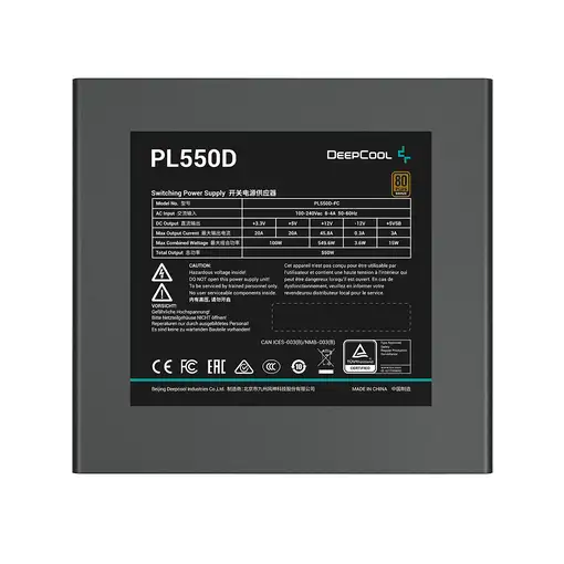 DeepCool PL550D unidad de fuente de alimentación 550 W 20+4 pin ATX ATX Negro
