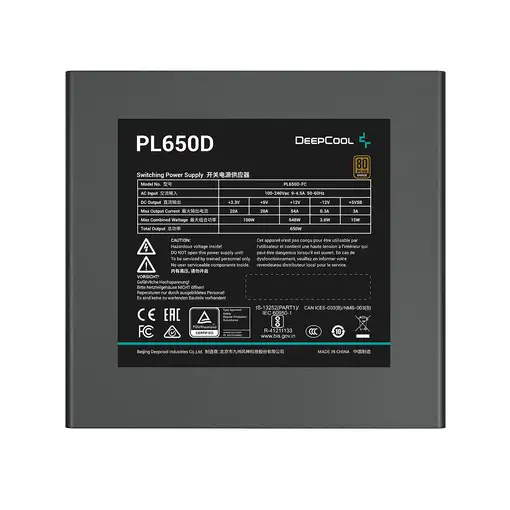 DeepCool PL650D unidad de fuente de alimentación 650 W 20+4 pin ATX ATX Negro