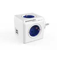 Allocacoc PowerCube Original USB base múltiple 4 salidas AC Interior Azul, Blanco