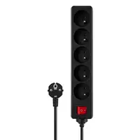 Savio LZ-01 Listwa zasilajca, 5 gniazd, 1,5m 5 salidas AC Tipo C 2500 W Negro