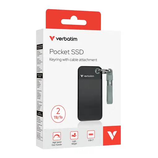 Verbatim Pocket SSD 2 TB USB Tipo C 3.2 Gen 2 (3.1 Gen 2) Negro, Gris
