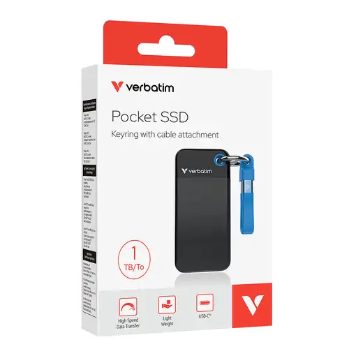 Verbatim Pocket SSD 1 TB USB Tipo C 3.2 Gen 2 (3.1 Gen 2) Negro, Azul