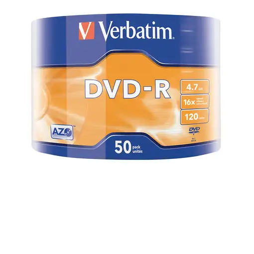 Verbatim DVD-R Matt Silver en Wrap Spindle (bobina envuelta) de 50 unidades