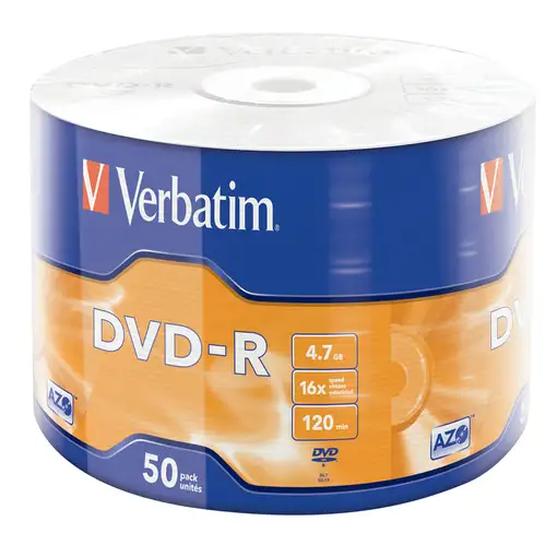 Verbatim DVD-R Matt Silver en Wrap Spindle (bobina envuelta) de 50 unidades