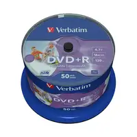 Verbatim DVD+R Wide Inkjet Printable No ID Brand 4,7 GB 50 pieza(s)