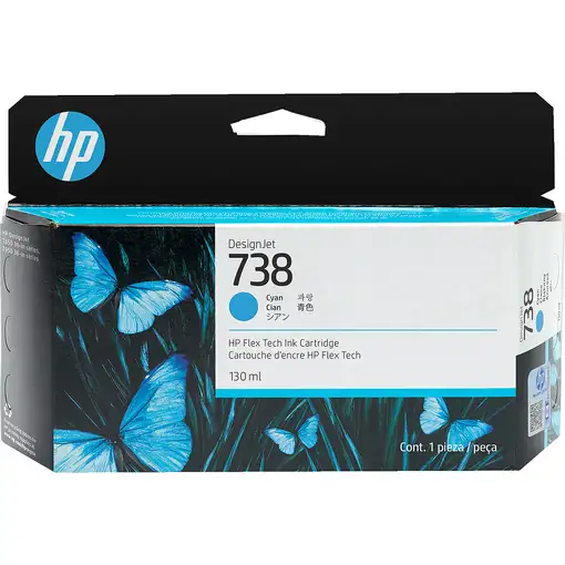 HP Cartucho de tinta cian DesignJet 738 de 130 ml