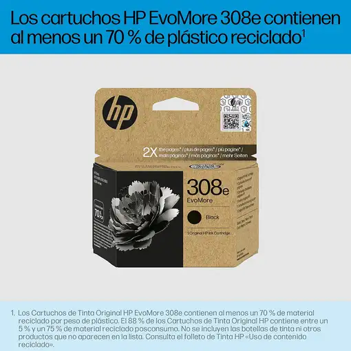 Hp tinta negro 7fp22ue 308e  320 copias evomore hp 308e negra