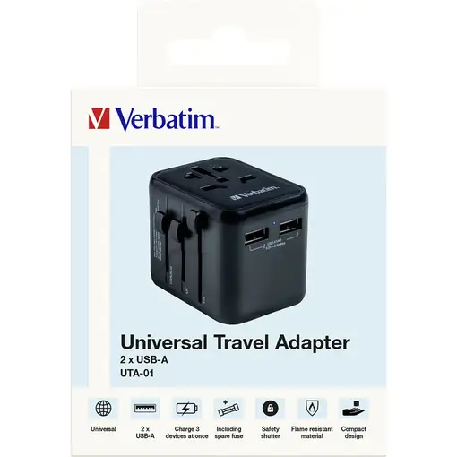 Verbatim 49543 adaptador de enchufe eléctrico Universal Negro