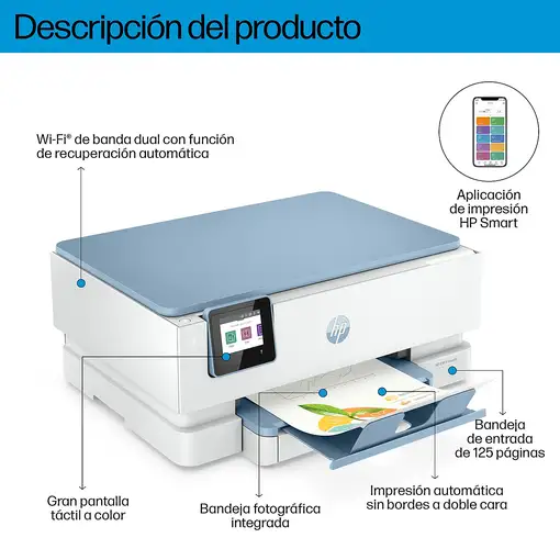 HP ENVY Inspire 7221e Inalámbrico All-in-One Color Impresora, Instant Ink; Impresi
