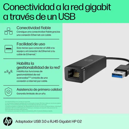HP Adaptador de USB 3.0 a Gigabit RJ45 G2