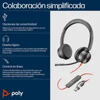 POLY Auriculares estéreo Blackwire 8225 USB-C + Adaptador USB-C/A