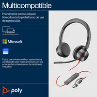 POLY Auriculares estéreo Blackwire 8225 USB-C + Adaptador USB-C/A