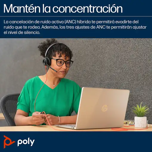 POLY Auriculares estéreo Blackwire 8225 USB-C + Adaptador USB-C/A