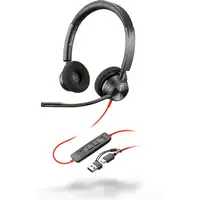 POLY Auriculares estéreo Blackwire 3320 USB-C + Adaptador USB-C/A