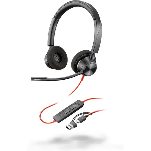 POLY Auriculares estéreo Blackwire 3320 USB-C + Adaptador USB-C/A