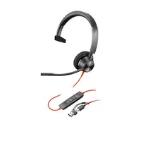 POLY Auriculares monoaurales Blackwire 3310 USB-C + Adaptador USB-C/A
