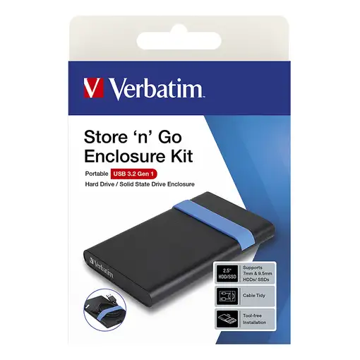 Verbatim Store'N'Go Enclosure Kit Carcasa de disco duro/SSD Negro, Azul 2.5"