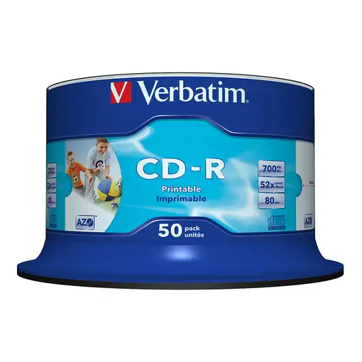Verbatim CD-R AZO Wide Inkjet Printable no ID 700 MB 52x 50 pieza(s)