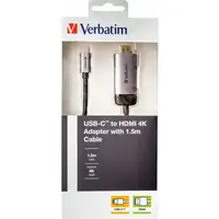 Verbatim 49144 adaptador de cable de vídeo 1,5 m USB Tipo C HDMI Negro, Plata