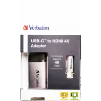 Verbatim 49143 adaptador de cable de vídeo 0,1 m USB Tipo C HDMI Negro, Plata
