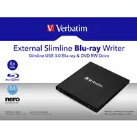 Verbatim External Slimline unidad de disco óptico Blu-Ray RW Negro